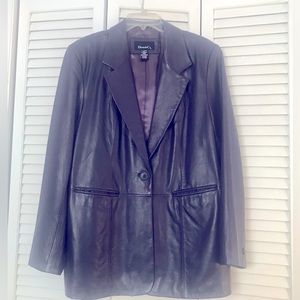Leather Jacket by Denim & Company Rich Purple